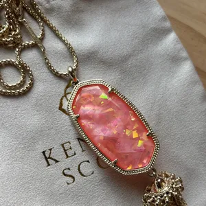 Nwot Kendra Scott Pink Iridescent Tassel Pendant Necklace thumbnail 4