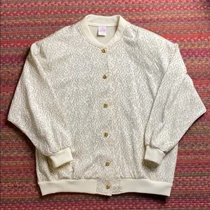 Vintage Gold Glitter Cardigan Button Up Sweater thumbnail 1