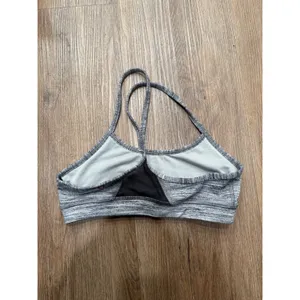 Lululemon Flow Y Bra Heathered Black‎ White Space Dye Yoga Sports Bra Size 4 thumbnail 2
