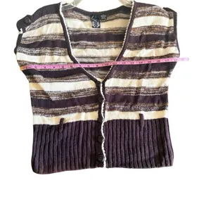 Nick & Mo Y2K Striped Cardigan L Brown White thumbnail 7