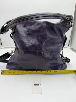 Vintage Tano Handbags 4015 Purple Leather Hobo Shoulder Crossbody Bag thumbnail 8
