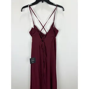 Lulus Event Ready Burgundy Backless Lace-Up Maxi Dress Chiffon Formal Medium NWT thumbnail 12