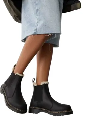 NEW Without Box Dr. Martens Black Dorrian FL Leonore Faux Fur Cuff Combat Boots 6 37 thumbnail 1
