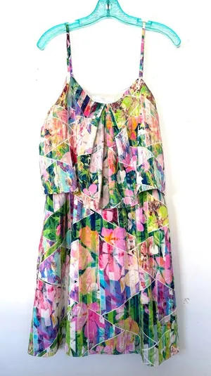 Amanda Uprichard dress Geometric Garden Silk sz L thumbnail 1