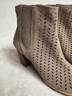 Toms Majorca Peep Toe Ankle Booties Suede thumbnail 2