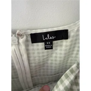 Lulu's Happy Chance Sage Green Gingham Square Neck Mini Dress size XS thumbnail 7