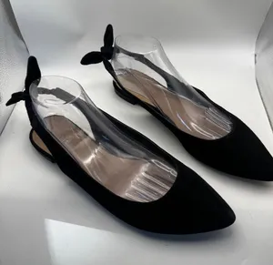 Saks Fifth Avenue Black Suede Pointed Toe Slingback Flats with Bow Sz 10 thumbnail 1