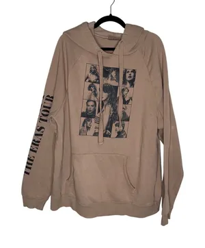 Taylor Swift The Eras Tour Hoodie Women XL Taupe Excellent Graphic Concert Merch thumbnail 1
