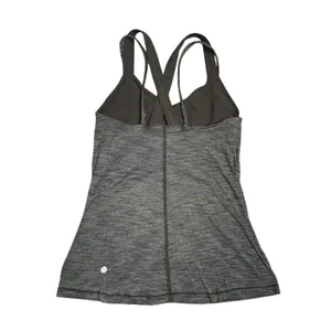 Lululemon Tank Top Womens 8 Gray Excellent Strappy Racerback Built-in Bra Yoga‎ thumbnail 2