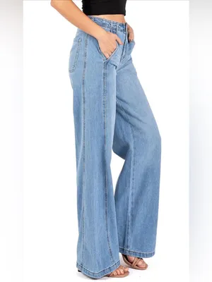 RE generation by celebrity pink high rise wide leg jeans thumbnail 8