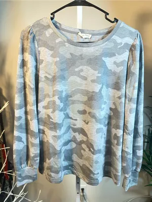N219. Jane and Delancey Camo Long Sleeve Top thumbnail 1