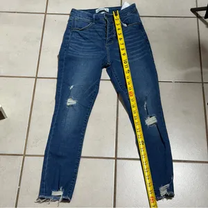 Abercrombie & Fitch Women High Super‎ Skinny Ankle Blue Distressed Jeans size 0S thumbnail 6