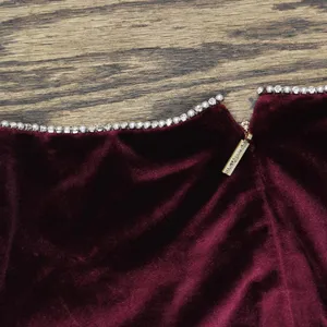 Karl Lagerfeld Puff Sleeve Stretch Velvet Body Sheath Dress Barolo Wine Red 8 thumbnail 5