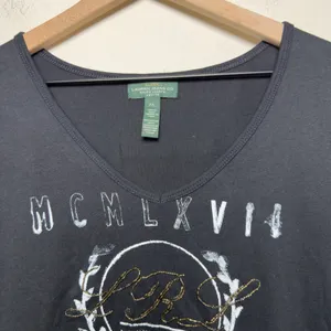 Lauren Ralph Lauren Women Cotton Tee‎ Large Petite Black New York City Indie thumbnail 4