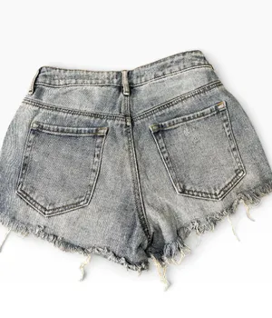 PacSun Women's High Rise Festival Distressed Light Wash Denim Shorts thumbnail 1
