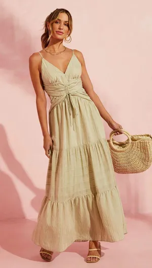 VICI NWOT! Green Tiered Maxi Dress thumbnail 1