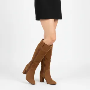 Kensie Brown Suede Bernadette Block Heel Side Zip Knee High Boots 8 thumbnail 10