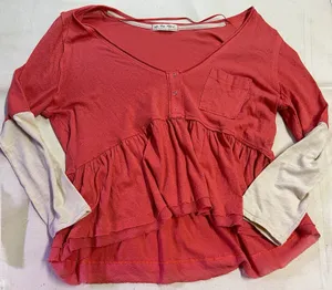 we the free Orange and white high lo top scoop neck F57 Boho Indie Festival thumbnail 1