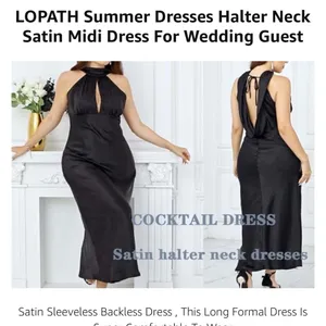 Flawed*** Small Black Satin Halter Neck Midi Dress thumbnail 3