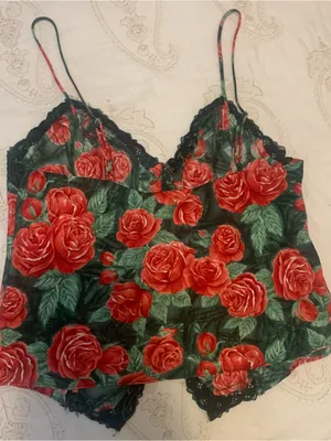 Victoria's Secret Red Rose Satin Lace Cami Gold Label Ladies Size Med Vintage thumbnail 2