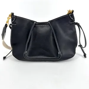 Zara Faux‎ Leather Pleated Crossbody Bag Black with Canvas Strap Black thumbnail 3