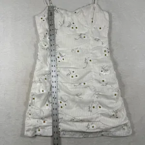 Showpo Where You Are White Floral Ruched Mini Dress Tie Straps Size 6 US NEW thumbnail 6