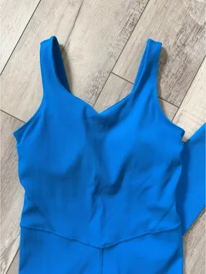 NWT-Rae Mode Ribbed Fitted V-Neck Jumpsuit 7/8 Length Sonic Blue size Large thumbnail 8