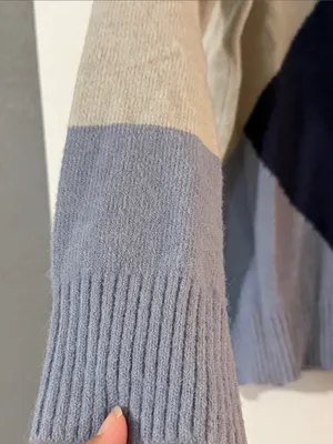 Unknown Brand Colorblock Crewneck Sweater - Navy, Light Blue & Cream thumbnail 4