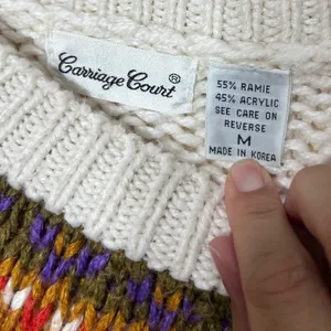 Vintage Carriage Court Cream Fair Isle‎ Knit Sweater Women's M Ramie Acrylic thumbnail 3