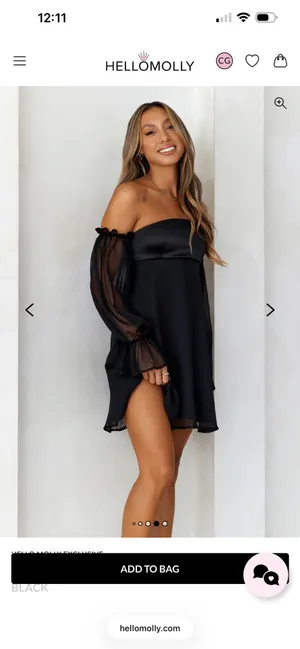 Hello Molly Black Mini Dress Off-The-Shoulder thumbnail 4