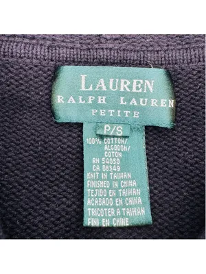 Vintage Lauren Ralph Lauren Black Knit Full Zip Hooded Sweater, Size M thumbnail 5