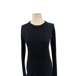 Lululemon Black Knit‎ Crewneck Sweater Raglan Logo Charm Size XS Small thumbnail 3