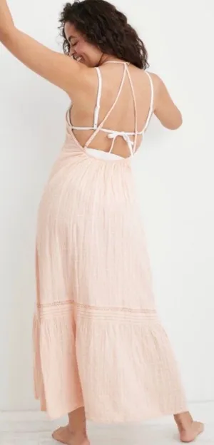 Aerie Pink Low Back Maxi Dress thumbnail 2