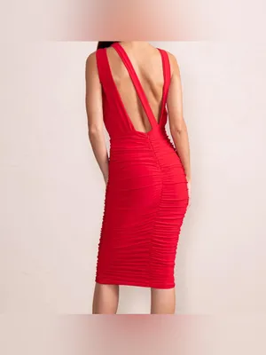 Club L London Red Plunge Ruched Dress Size 12 thumbnail 3