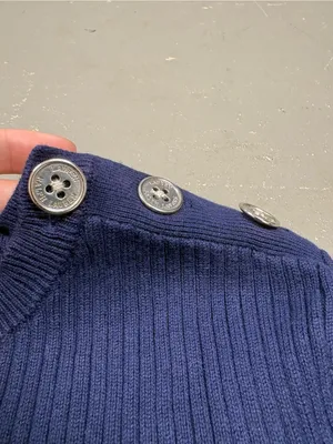 Lauren Ralph Lauren Grandmacore Navy Blue Ribbed Knit Sweater Women’s Medium thumbnail 3