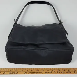 Vintage Coach Mercer 7424 Women Shoulder Bag Black Nylon Leather Twill Flap thumbnail 11