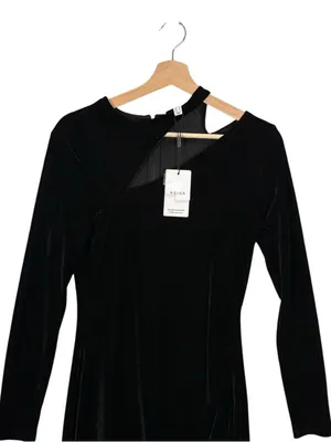 NEW REISS Macey Velvet Midi Dress in Black Size 4 thumbnail 8