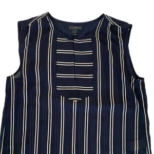 J Crew Blouse 8 Blue Sheer Sleeveless Striped Summer Career Preppy B5941 thumbnail 3