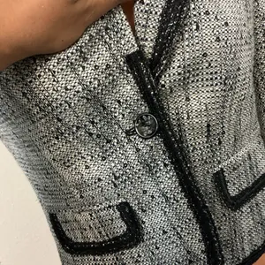 Bergamo Studio Tweed Blazer Jacket Black White Sequin Trim Size 6 thumbnail 6