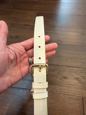 Banana Republic Slim Cream Belt with Gold Buckle - C11-608 thumbnail 2