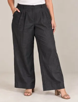 Abercrombie & Fitch Curve Love High Rise Wide Leg Linen Blend Pants Slacks 18S thumbnail 1