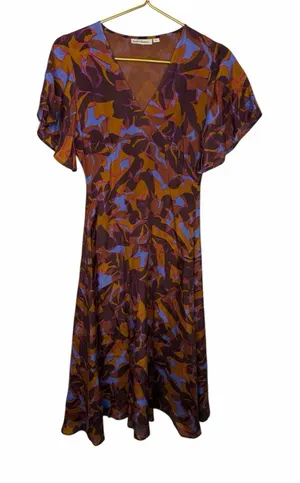 🌸 Roller Rabbit Abstract Floral Midi Dress 💜 Boho‎ Print XS 🌺 thumbnail 1