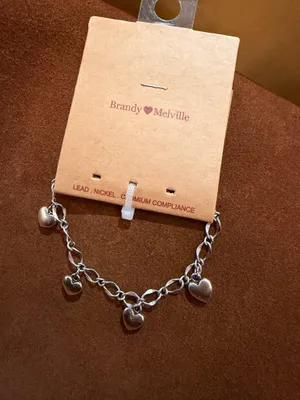 Brandy melville silver heart charm bracelet thumbnail 1