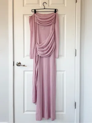 Meshki Ingrid Metallic Knit Maxi Dress in Baby Pink NWT thumbnail 5