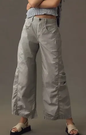 Anthropologie Pilcro Parachute Curve Barrel Wide Leg Cotton Coastal Pants 27 thumbnail 1