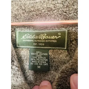 VINTAGE EDDIE BAUER Brown Faux Fur Lined Suede Leather Oversized Coat Size M thumbnail 9