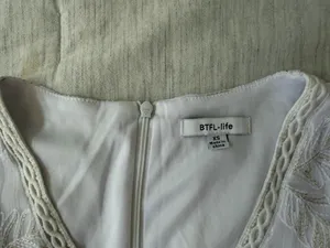 gorgeous BTFL-life white embroidered metallic palm leaf romper thumbnail 4