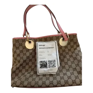 Gucci Vintage GG Canvas Tote Bag 120837 Pink Leather Gold Hardware Entrupy Auth thumbnail 12
