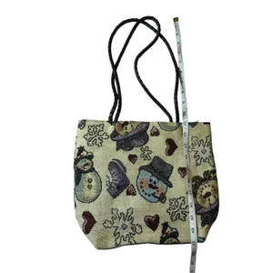 Vintage Blair Snowman Tapestry Tote Bag Winter Christmas‎ Woven Shoulder Purse thumbnail 4