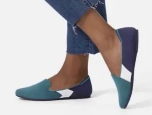 Rothy’s the loafer Spruce Prep shoes Women’s Size 11.5 Navy Teal Color block thumbnail 1